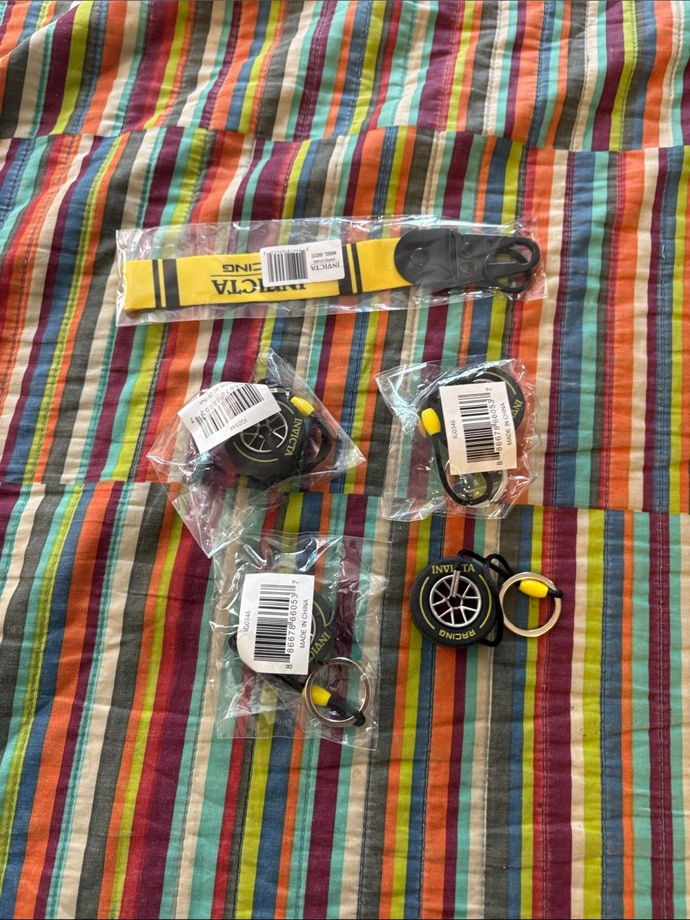 5- piece Invicta keychain lot four brand new tires 1 wrist, lanyard brand, new,
